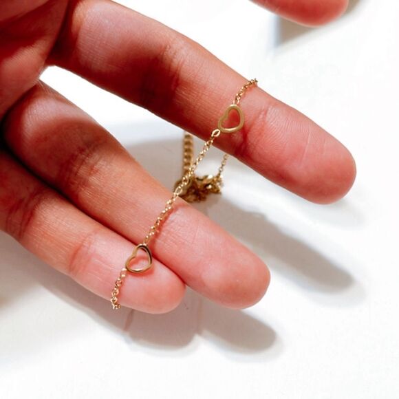 Gold heart anklet S575 - Picture 3 of 3